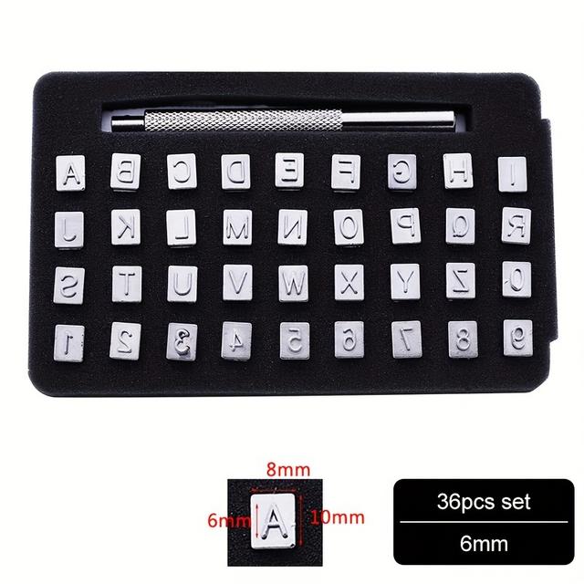 TEMU Ensemble d'outils pour estampiller le cuir, comprenant des poinçons alphabet et chiffres pour l'artisanat et la fabrication de selle