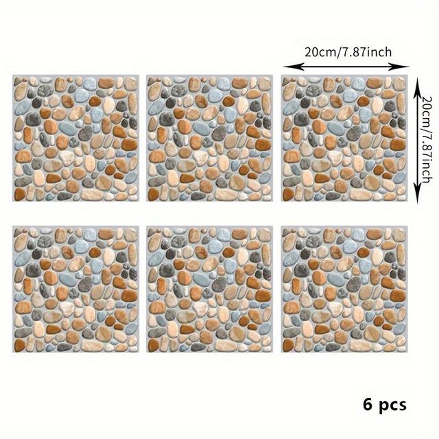 TEMU 6pcs Per Pack Of Self-adhesive Wall Stickers For Bathroom Tiles, Balcony, Bathroom Decorative Tiles, And Kitchen, Featuring Anti-slip, And Oil-resistant