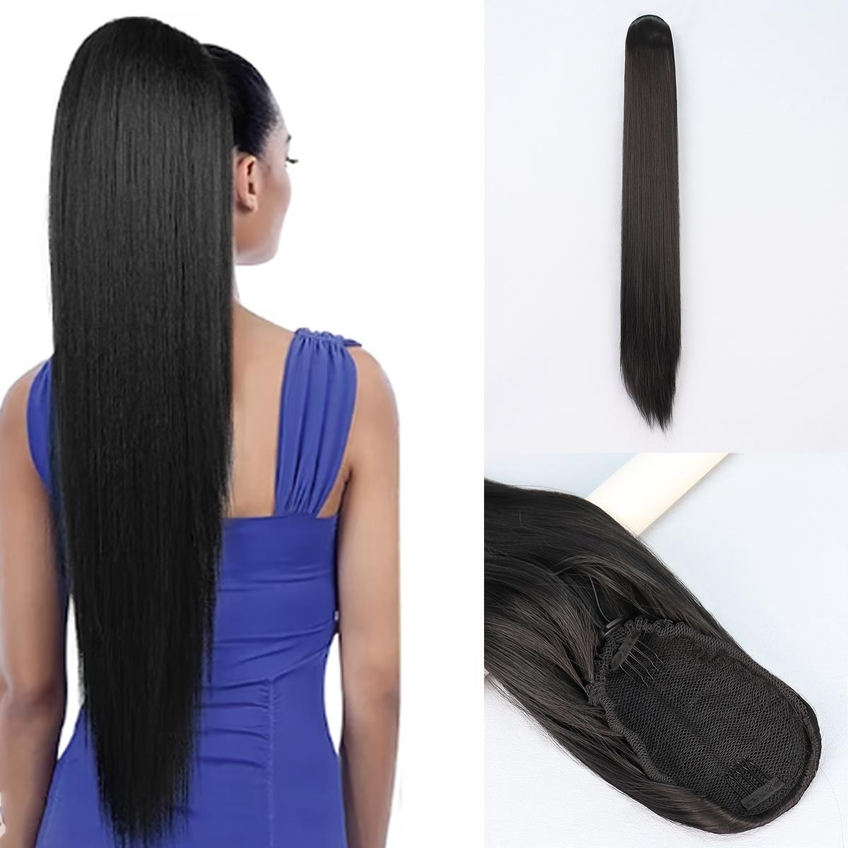 TEMU トな32インチロングストレートポニーテール - ルソフトクリップイン合成ヘアピース、耐熱性、すべての女性に適したドロー、ヘア
