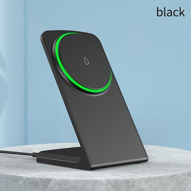 TEMU Magnetic Wireless Charger For Iphone 12/13/14/15/16/17 Pro/max, 15w Fast Charging Desktop Stand, Smart Earbuds Charging Station, Vertical Wireless Charging Dock