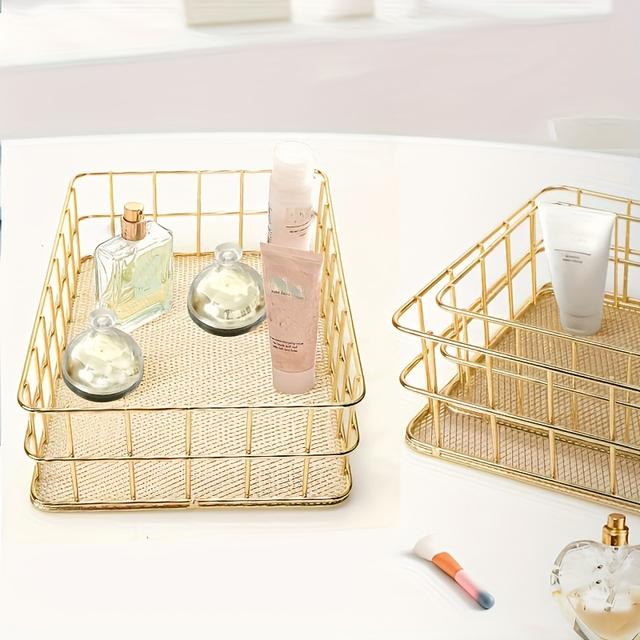 TEMU Metal Storage Basket With A Mesh Bottom For Organizing Items , Creatively Designed, Shelf Baskets