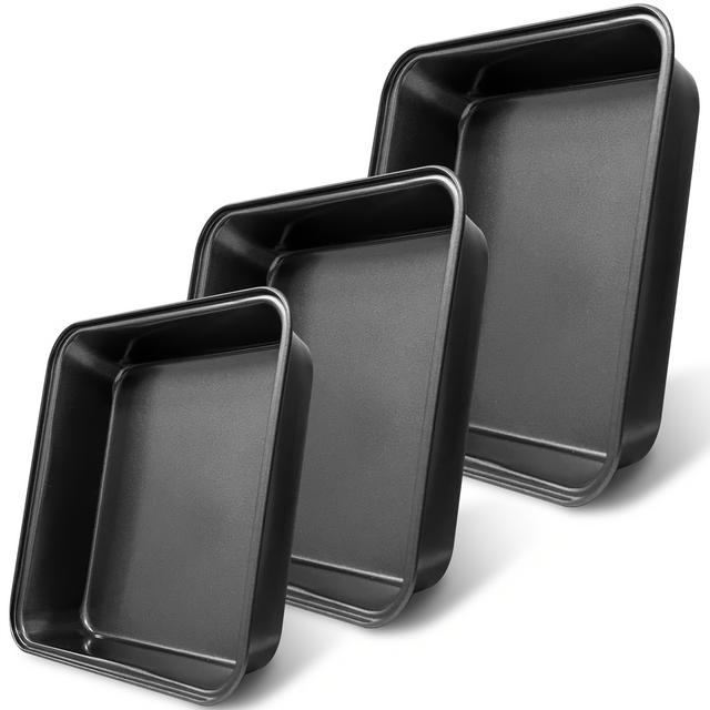 TEMU 3pcs Gddgcuo Carbon Brownie Pan With Wide Handle - Induction Compatible Rectangular Cake Pan Suitable For Induction Stoves,, Dishwasher Safe, Holiday (brownies, Cakes, Pastries)