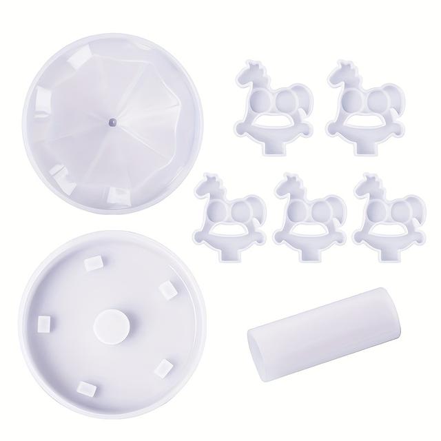 TEMU Karusszel dekorációs kristály epoxigyanta forma, karusszel öntőforma szilikon készlet, használható epoxigyanta karusszelhez dekorációhoz