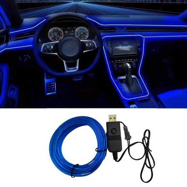 TEMU Automobile Atmosphere Lamp Car Interior Lighting Led Strip Decoration Garland Wire Rope Tube Line Flexible Neon Light Usb Drive 200cm/79inch
