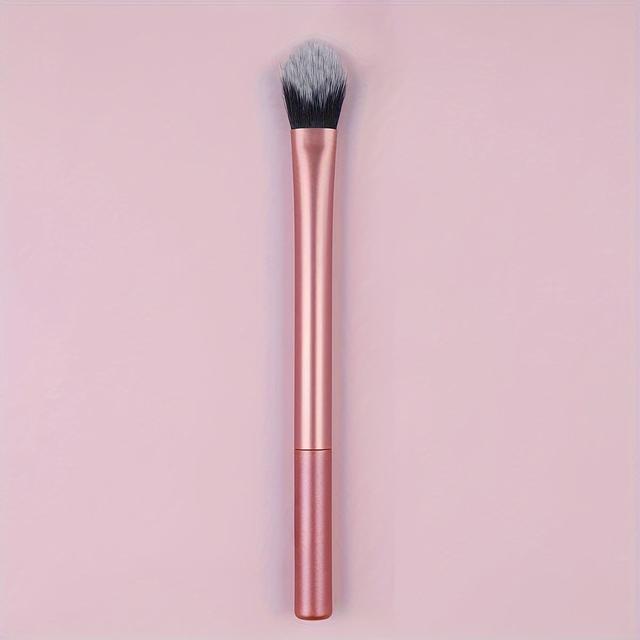 TEMU 1pc Elegant Rose Golden Minimalist Contour Brush - Soft Nylon Bristles For Flawless Concealer & Eye Cream Application, Abs Handle, Fragrance-free, Suitable For Types
