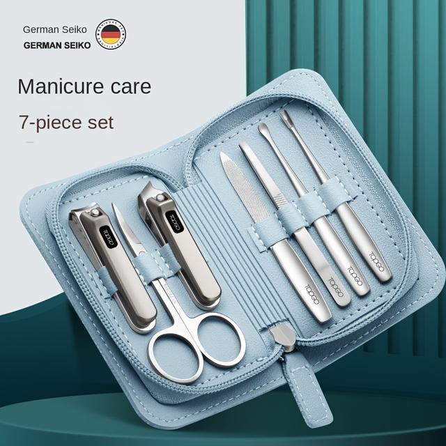 TEMU German Nail Clipper Set, Premium Nail Scissors For Home Use, Original Angled Pliers, Grooming Tool Kit With 7pcs, For Toenail& Foot Clean
