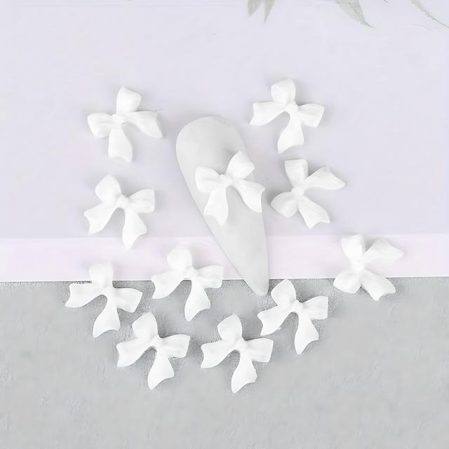 TEMU 50pcs Nail Art Decoration, White Bow Ribbon Nail Art Additions