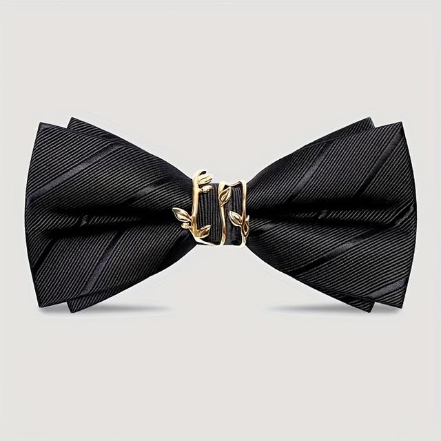 TEMU Trendige einfarbige gestreifte Fliege für Herrenhochzeiten, Partys und Cocktail-Events, mit einem hochwertigen schwarzen Design und Metallic-Akzenten