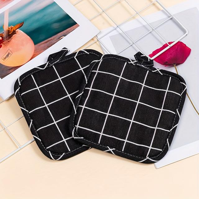 TEMU 2pcs Plaid Pattern Kitchen Heat Insulation Pads Heat Insulation Pads Non-slip