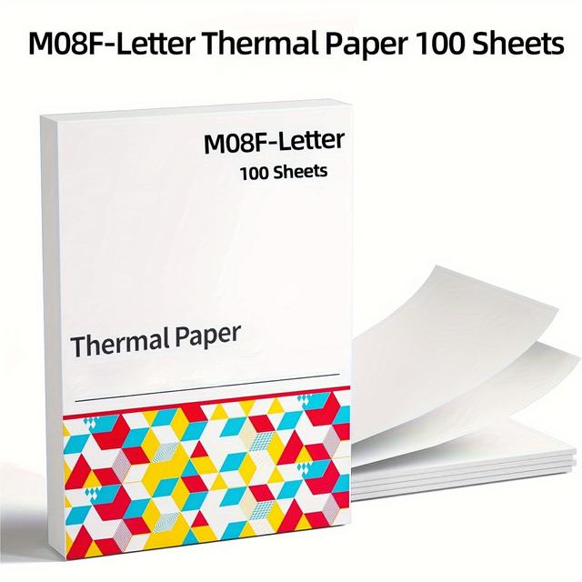 TEMU M08F 휴대용 레터 크기 열전사 프린터용 /200매 레터 용지, 그림, 숙제, 계약서, 일반 용지 및 접이식 연속 인쇄 용지(미국 레터 크기)용 다목적 감열지
