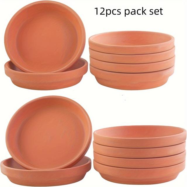 TEMU Conjunto de 12 Taças de ,5 polegadas, Adequadas para Floreiras, Tigelas para Animais de Estimação, Alimentadores de Pássaros e Bandejas para Vasos para Plantas de Interior e Exterior
