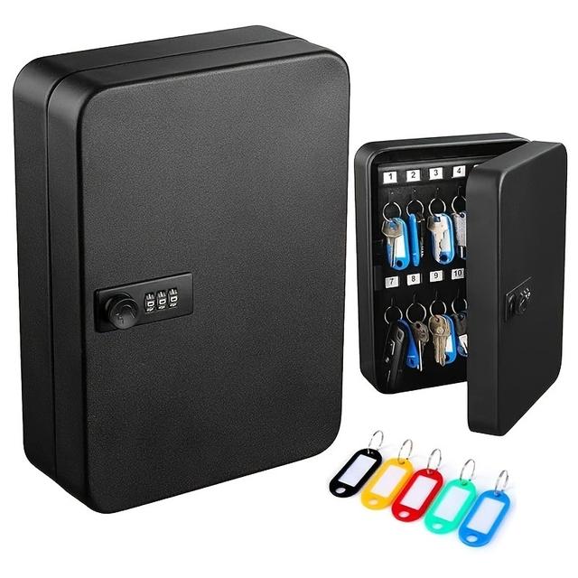 TEMU Key Box Key Bag Adhesive Safe Key Box Key Storage Wall Hanging Powerful Safe Warehouse Office Construction Site Home Use Can Store 20 Outdoor Anti-theft (black 1)