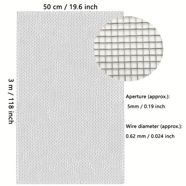 TEMU Metal Wire Mesh, A Sturdy Metal Sheet Made Of 304 Stainless Steel For Projects, Rust-resistant, Easy To Cut, Durable, Suitable For Vents, Cages, Gardens, Window Screens, And Filters.