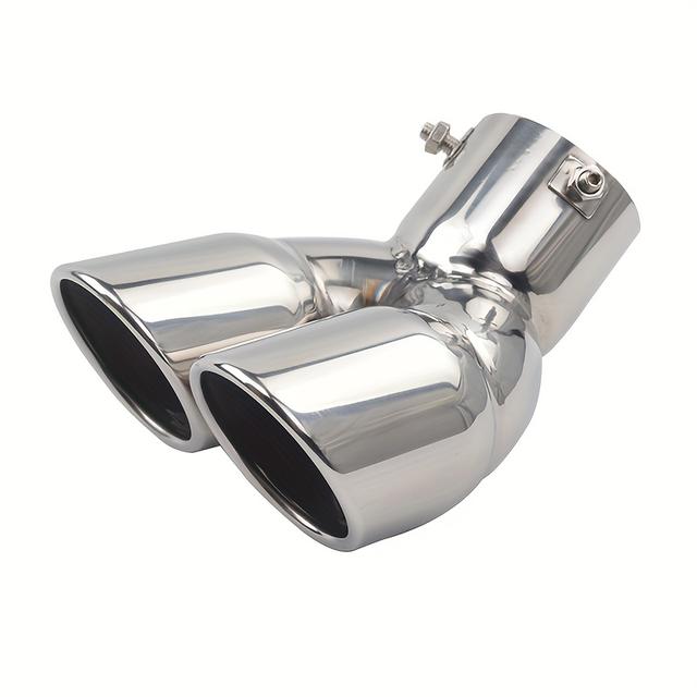 TEMU Dual Exhaust Tips, Stainless Steel 76mm High-gloss Finish, Curved Design For Enhanced Car Aesthetics, Durable & Sleek Automotive Exhaust Pipe Upgrade
