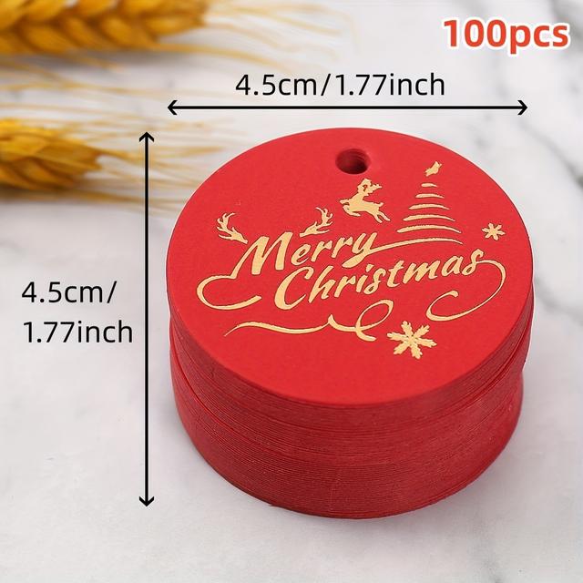 TEMU 100pcs Christmas Gift Tags Christmas Tags Round Gift Tags For Christmas Presents, Colorful Gift Tags For Diy Christmas Holiday Gift Wrapping And Label Packaging Merry Christmas