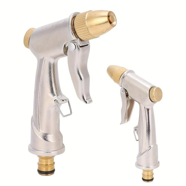 TEMU Upgrade Garden Hose Nozzle Sprayer, 100% Heavy Duty Metal Handheld Water High Pressure In 4 Spraying For Hand Watering Plants And Lawn, Car Washing,