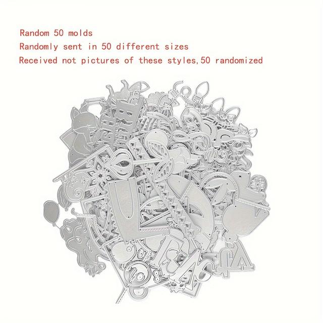 TEMU 50 Random Sets, Cutting Dies Album Card Making Metal Cutting Templates