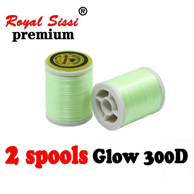 TEMU Premium 2spools 300d Glow Floss Fly Tying Thread Glow In The Dark Luminous Glo Yarn Fly Tying Materials For Ribbing&body Wrapping&