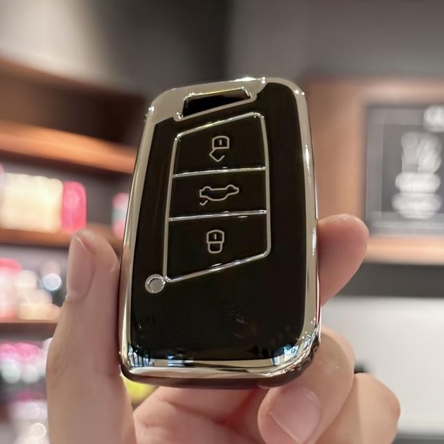 TEMU Tpu Car Key Case Cover Key Fob Shell Cover, German Model, For Vw B8, Seat, Keyless Remote