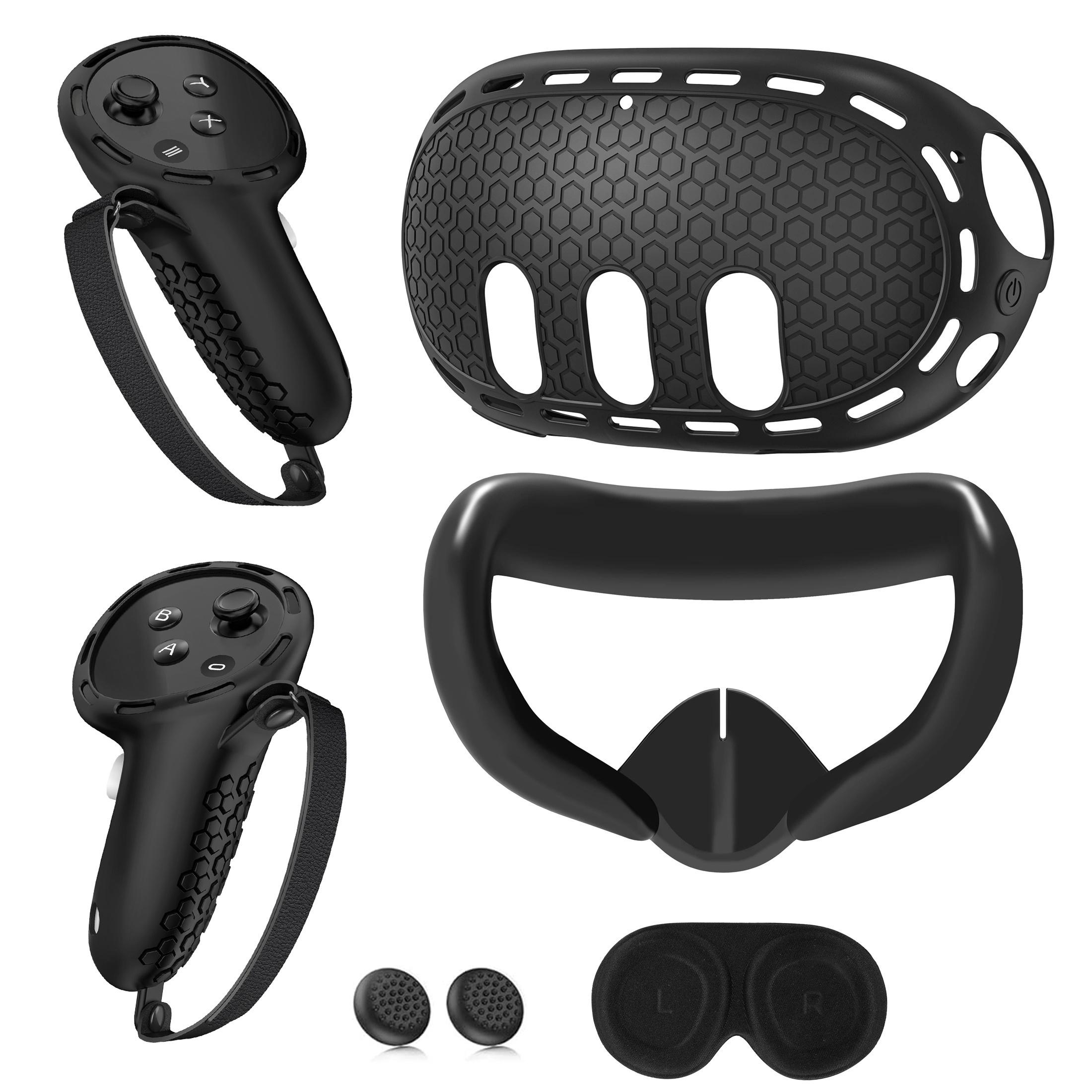 TEMU Silicone Cover Set Compatible With Oculus/for 3, Vr Controller Grips Cover, Shell Cover, Silicone Face Pad, Lens Cover, Thumbstick Covers, Gift For Christmas
