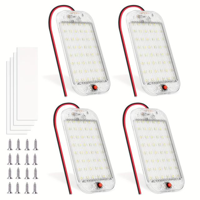 TEMU 12v 48-led Dome Light | 2pcs Or 4pcs Optional | 800 Lumens High Brightness Per Light | Independent Switch Control | Interior Lighting For Rvs/boats/ |