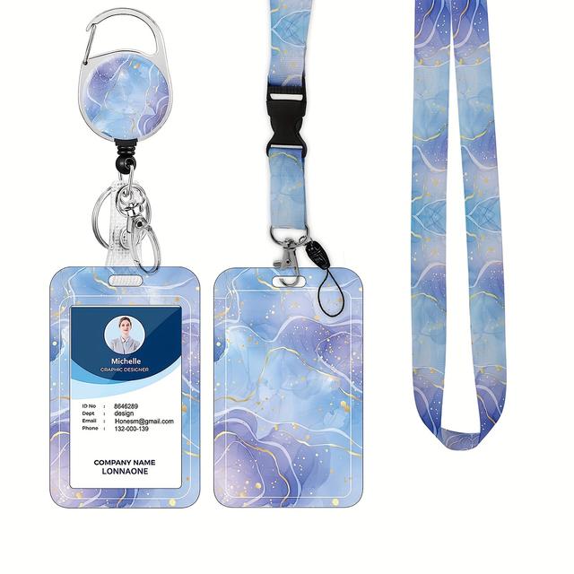 TEMU 2D Lanyard mit Ausweishalter, Rückziehbarer Ausweishalter mit abnehmbarem Halsband vertikalem ID-Halter für Krankenschwestern, Ärzte, Studenten Büromitarbeiter