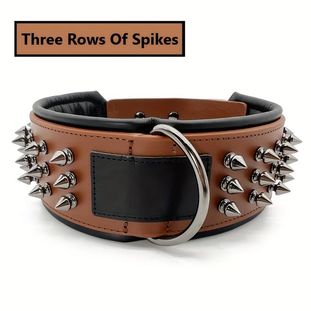 TEMU Collar para perro resistente con estrellas y púas, con argolla en D de seguridad, cuero de capa duradero y para perros medianos y grandes