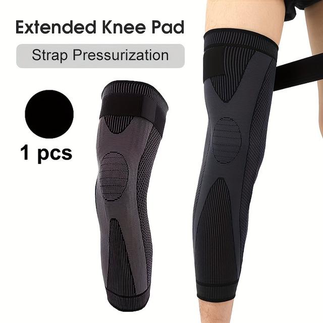 TEMU 1pc Full Leg Brace Compression Sleeve With Adjustable Strap - Comfortable Non-slip Design - Long Knee Brace Support For , Thigh And Calf Support, , Sports, And Legs