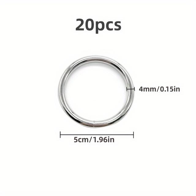TEMU 50pcs/20pcs Stainless Steel Diy Rings, Handmade Metal Round Rings For Tassel Plant Hooks, Wall Decorations, Camping Belts, And Doll Clothing Accessories, Winter, New Year