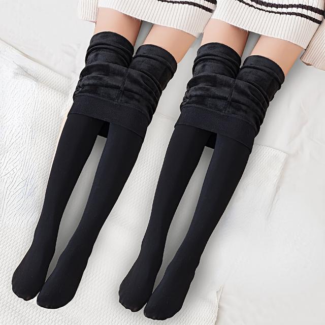 TEMU Style Automne/Hiver, Lot de 2, Leggings Femme Taille Haute Élastiques, Collants Thermiques Hiver, Collants Épais Doublés, Leggings Thermiques