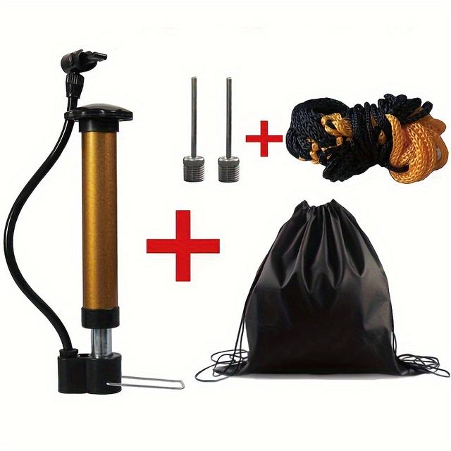 TEMU Football Will Portable Inflatable Pump Kit With Needles, Ball Net & Storage Bag - Stainless Steel Manual Air Pump Set For Sports Gear