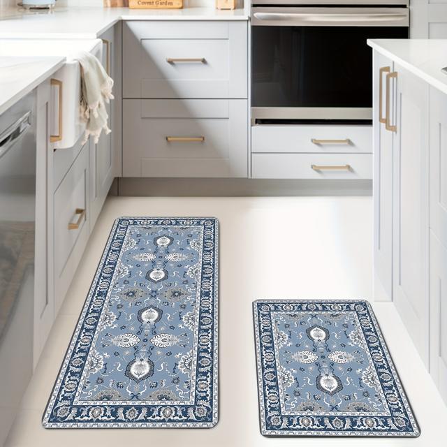 TEMU Farmhouse Kitchen Rug Sets 2pcs Non Slip Kitchen Mats For Floor Cushioned Bathroom Mat And Mats Standing Mat Runner For Kitchen, Home Office, Sink, Laundry, Bathroom