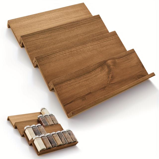 TEMU Wooden Seasoning Rack Kitchen Drawer Seasoning Bottle Storage Rack Spice Bottle Display Storage Rack