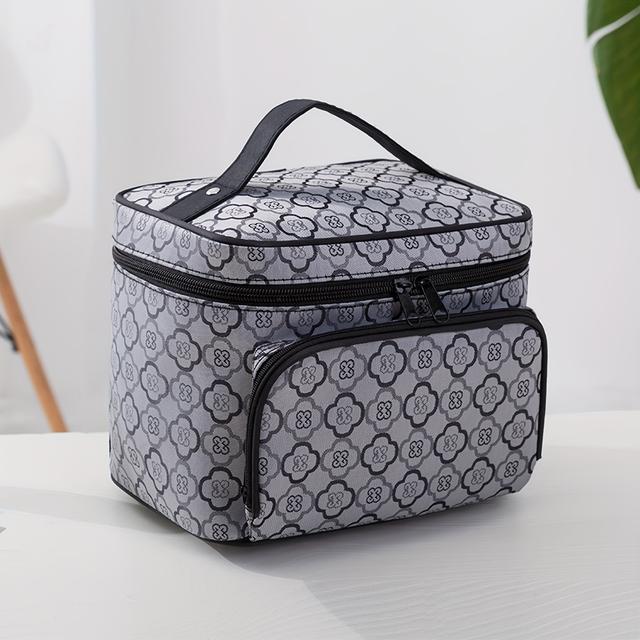 TEMU Makeup Bag With Handle, Fashionable Zippered Cosmetic Bag, Cosmetic Organizer Pouch, Large-capacity Multi-functional Travel Toiletry Bag