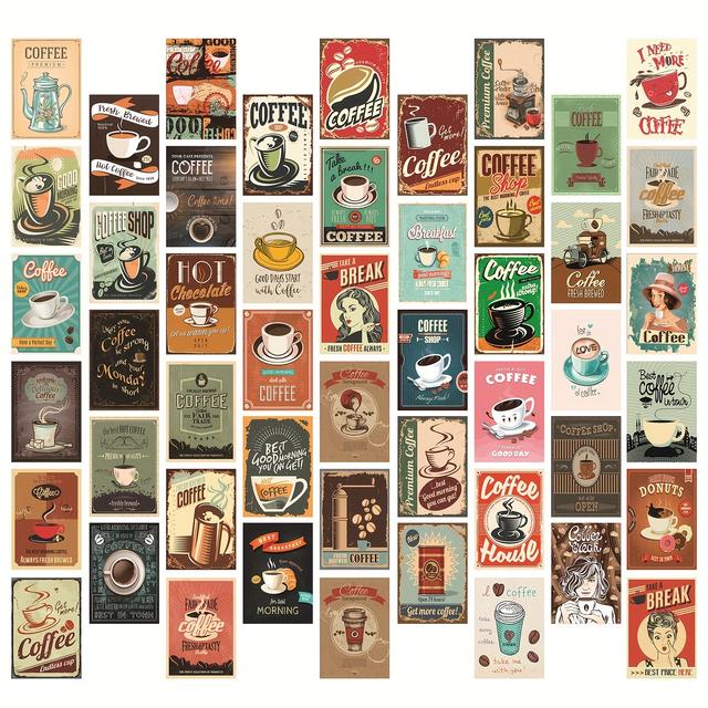 TEMU 50pcs Vintage European And Cafe Decoration Indie Room Decor For Bedroom Aesthetic Picture For Trendy Wall Prints Kit Photo Wall Decorations Postcard 4x6inch, Eid Mubarak