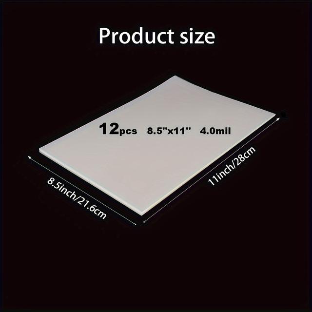 TEMU 12/20/30pcs 4.0mil 8.5 X 11 Inch Clear Film For Inkjet Printers, Silk Screen Printing, And Overhead Projectors - High Quality, Instant Dry, Pet Material, Compatible With Dye & Inks