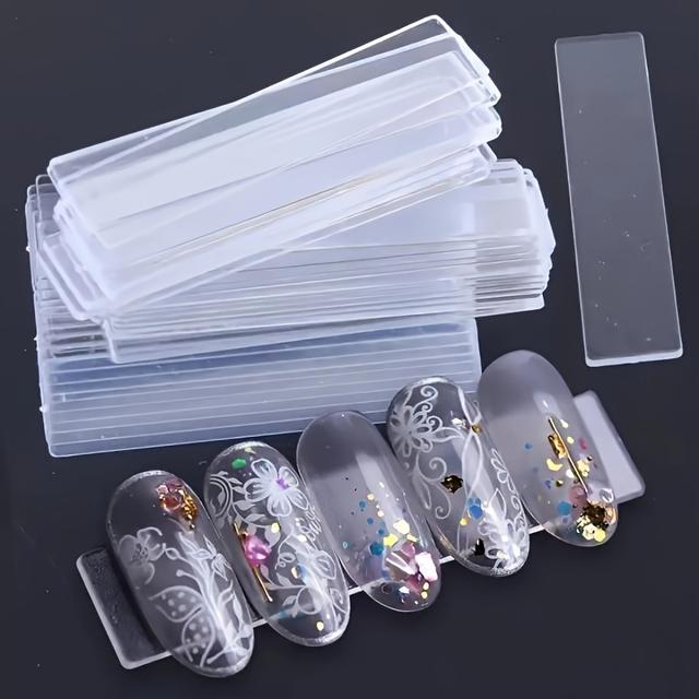 TEMU 30 Soportes de Exhibición para Uñas, Tiras de Soporte para Uñas de Esmalte en Gel para Práctica, Herramientas de Exhibición de Tiras de Mejora de Uñas con Puntas de Uñas Acrílicas