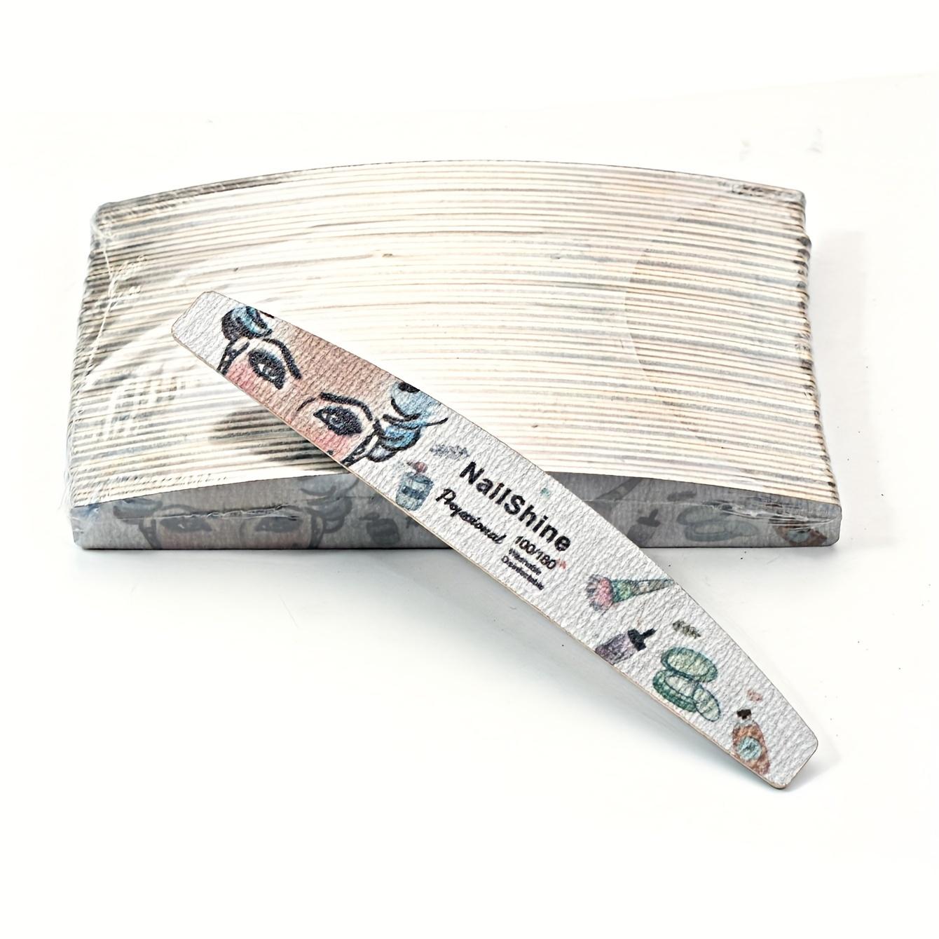 TEMU 50pcs Half Moon100 180 240 Grit Nail Polishing Files, Sanding Strip Rubbing Strip, Double Sided Polishing Strip Nail Files, Mini Fingernail Files, Manicure Pedicure Tool ,for Toenail& Foot Clean