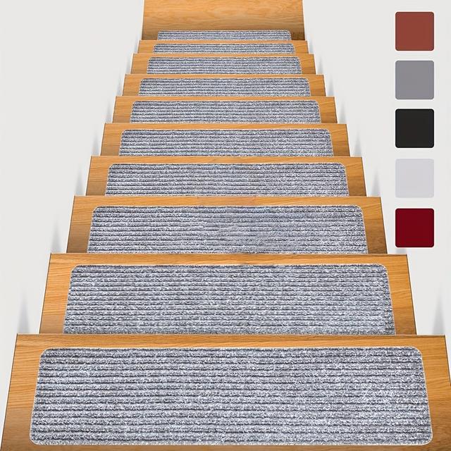 TEMU 15pcs Non-slip Carpet Stair Treads, Safety Rug, Slip Resistant Indoor Runner For Elders And Pets With Reusable Adhesive, 8x30 Inches
