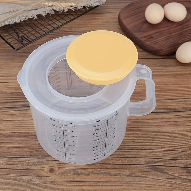 TEMU 1pc 2.5l Baking Measuring Cup Mixing Bowl Salad Bowl With Lids Kitchen Gadgets