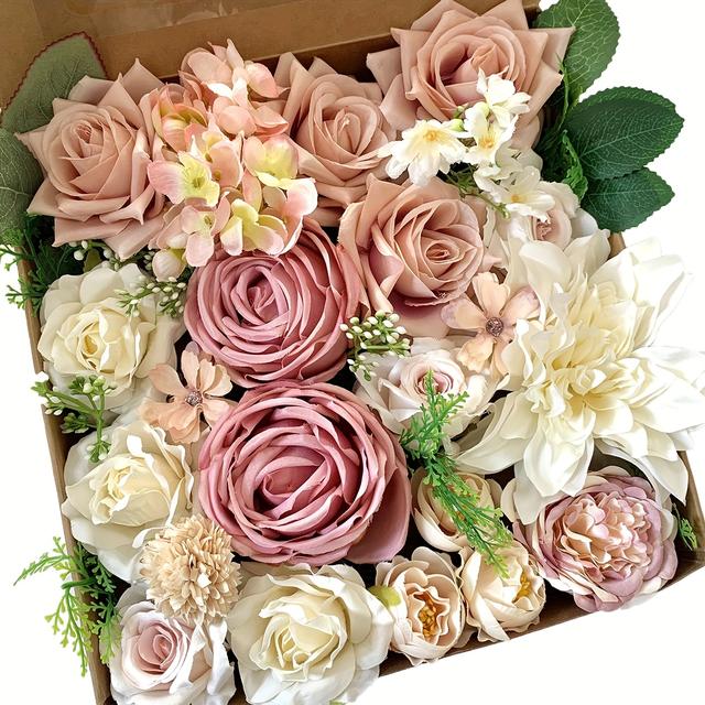 TEMU Mixed Artificial Flower Set For Outdoor Party Decorations, Handmade Wedding Bouquets, And Home Decor Items