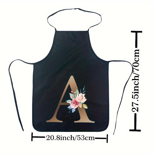 TEMU 1pc Floral And Letter Polyester Apron, Kitchen Apron For Women,printed Aprons, Printed Monogram Aprons, Apron, Promotional Gift Apron
