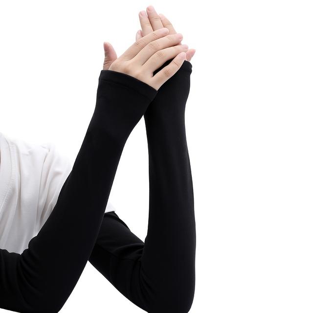 TEMU Warme Armhoezen voor Vrouwen en Mannen, Lange Herfst Armcovers, Dik Gevoerde Winter Hoogelastische Vinger Armhoezen, 1 Paar