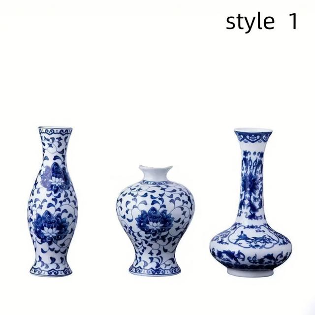 TEMU Blauw En Wit Porselein Kleine Vaas Set Van 3, Jingdezhen Keramiek, Decoratieve Keramische Vazen, Middelpunt Tafeldecoratie Bloemstuk