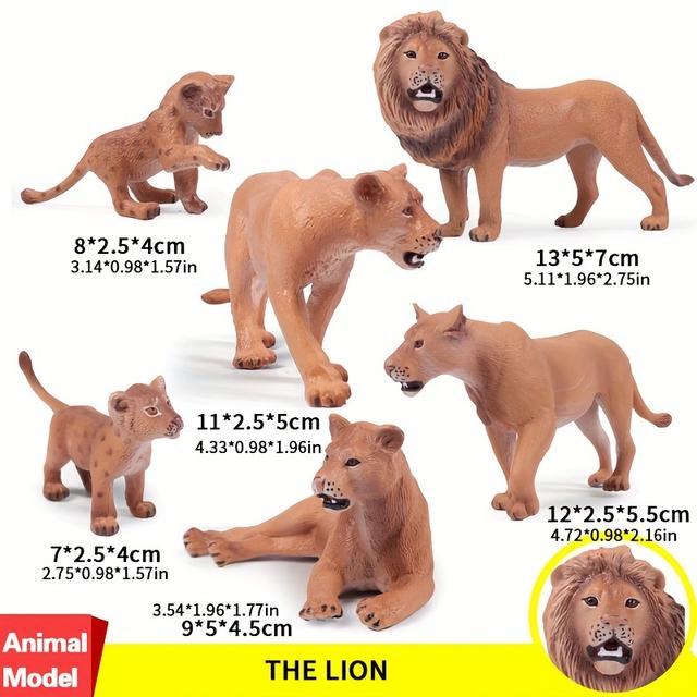 TEMU African Wild Animal Lion Simulation Animals Lion Giraffes Action Figure Hippo Panda Figurines Model Educational