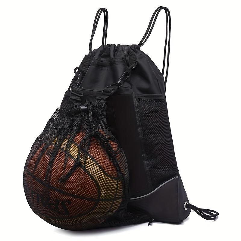 TEMU Sports Drawstring Backpack - Nylon Mesh Bag For Basketball, Football, Soccer & Volleyball Storage - Ideal For Outdoor Activities, Gym, Yoga