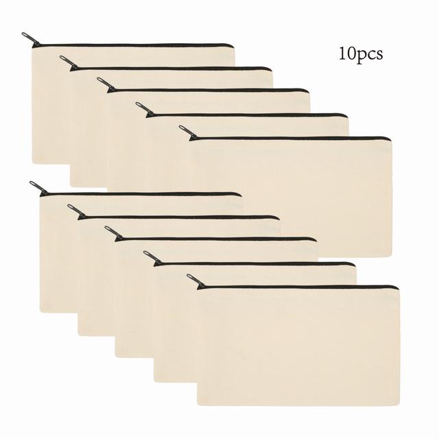 TEMU 10pcs 캔버스 지퍼 포장, 메이크업 및 공예용 다목적 블랭크 - 독립기념일을 축하하는 데 이상적