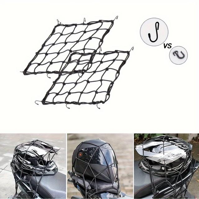 TEMU 1pc Bungee Cargo Net Motorcycle, Made Of Latex Luggage Thicken Netting With Small Mesh&adjustable Metal Hooks For Motorcycle, Bike, Atv