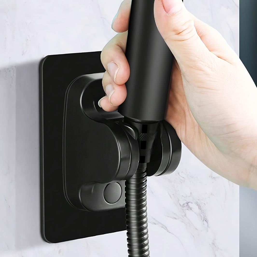 TEMU No-drill Wall Shelf Black, 1pc Shower Head Holder No-drill Plug-in Shelf Shower Head Hose Head Support Base