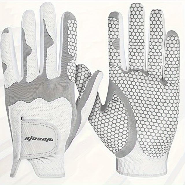 TEMU Unisex Display Angle Golf Gloves - Breathable Mesh With Silicone Grip, For , White & Gray Design, Training & Play, Includes Packaging, Golf Accessories, Sleek Sporty Design, Durable Sportswear